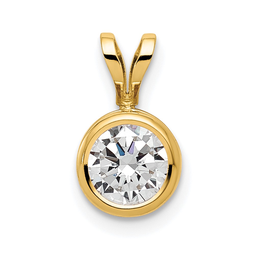 14k 6mm Cubic Zirconia bezel pendant