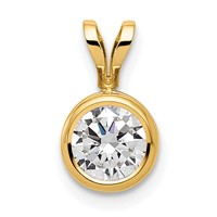 14K 6mm Yellow Gold Round Cubic Zirconia Bezel Pendant view 1