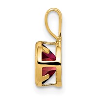 14K 6mm Yellow Gold Round Garnet Bezel Pendant view 2