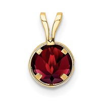 14K 6mm Yellow Gold Round Garnet Bezel Pendant view 3