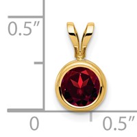 14K 6mm Yellow Gold Round Garnet Bezel Pendant view 4