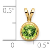 14K 6mm Yellow Gold Round Peridot Bezel Pendant view 4