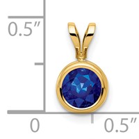 14K 6mm Yellow Gold Sapphire Bezel-set Pendant view 2
