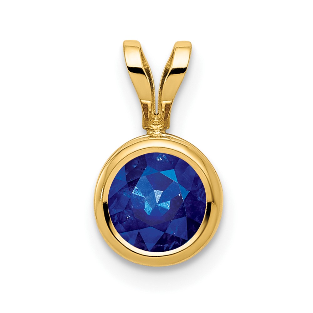 14K 6mm Yellow Gold Sapphire Bezel-set Pendant
