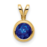 14K 6mm Yellow Gold Sapphire Bezel-set Pendant view 1