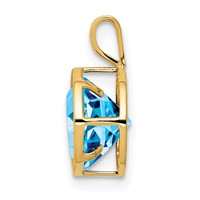 14K 8mm Round Blue Topaz Bezel Pendant view 2