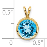 14K 8mm Round Blue Topaz Bezel Pendant view 4