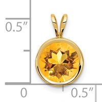 14K 8mm Yellow Gold Round Citrine Bezel Pendant view 4
