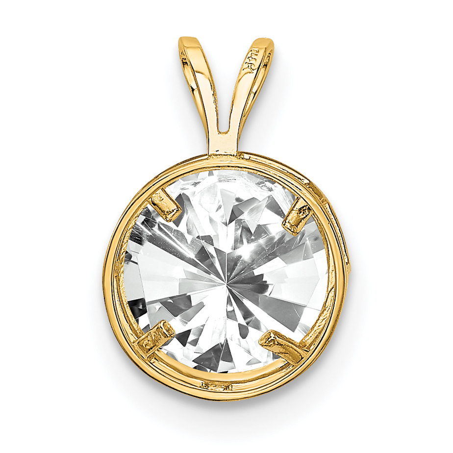14k 8mm Round Cubic Zirconia Bezel Pendant XP303CZ detailed image 3