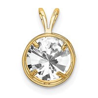 14K 8mm Yellow Gold Round Cubic Zirconia Bezel Pendant view 3