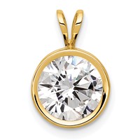 14K 8mm Yellow Gold Round Cubic Zirconia Bezel Pendant view 1
