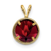 14K 8mm Yellow Gold Round Garnet Bezel Pendant view 3