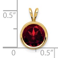 14K 8mm Yellow Gold Round Garnet Bezel Pendant view 4