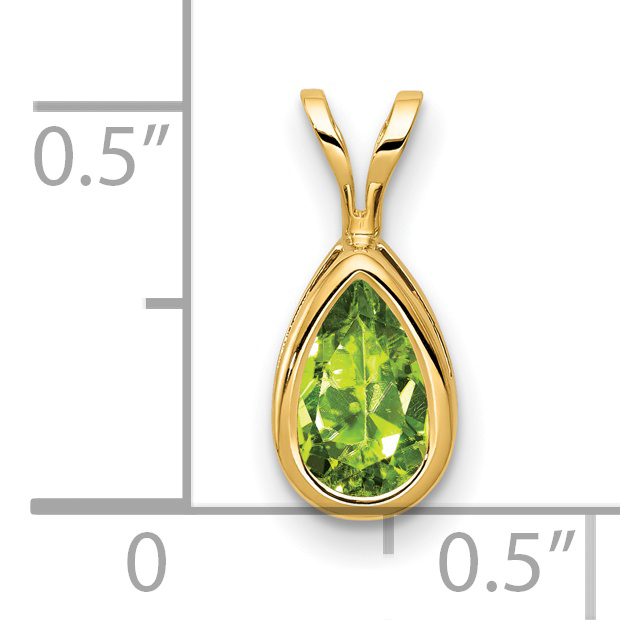 14K Yellow Gold Jewelry Pendants & Charms 6 mm 13 mm 8x5mm Pear Peridot bezel pendant