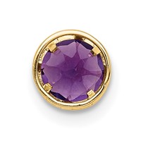 14K 5mm Yellow Gold Round Amethyst Bezel Chain Slide view 3