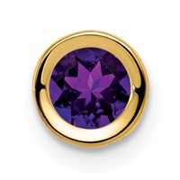 14K 5mm Yellow Gold Round Amethyst Bezel Chain Slide view 1