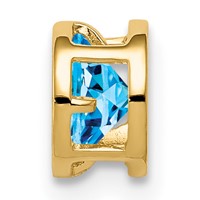 14K 5mm Yellow Gold Round Blue Topaz Bezel Chain Slide view 2