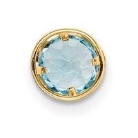 14K 5mm Yellow Gold Round Blue Topaz Bezel Chain Slide view 3