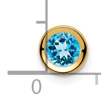 14K 5mm Yellow Gold Round Blue Topaz Bezel Chain Slide view 4