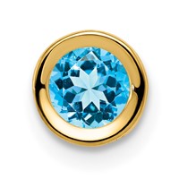 14K 5mm Yellow Gold Round Blue Topaz Bezel Chain Slide view 1