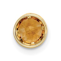 14K 5mm Yellow Gold Round Citrine Bezel Chain Slide view 3