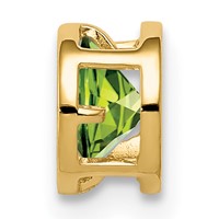 14K 5mm Yellow Gold Round Peridot Bezel Chain Slide view 2