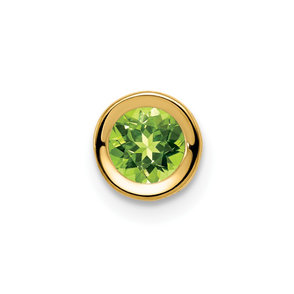 14K 5mm Yellow Gold Round Peridot Bezel Chain Slide