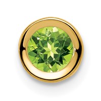 14K 5mm Yellow Gold Round Peridot Bezel Chain Slide view 1