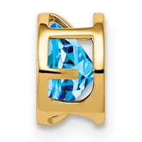 14K 6mm Yellow Gold Round Blue Topaz Bezel Chain Slide view 2