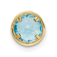 14K 6mm Yellow Gold Round Blue Topaz Bezel Chain Slide view 3