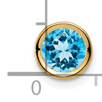14K 6mm Yellow Gold Round Blue Topaz Bezel Chain Slide view 4