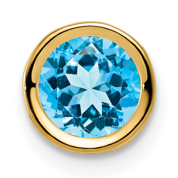 14k 6mm Blue Topaz bezel pendant (XP321BT)