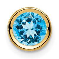 14K 6mm Yellow Gold Round Blue Topaz Bezel Chain Slide view 1