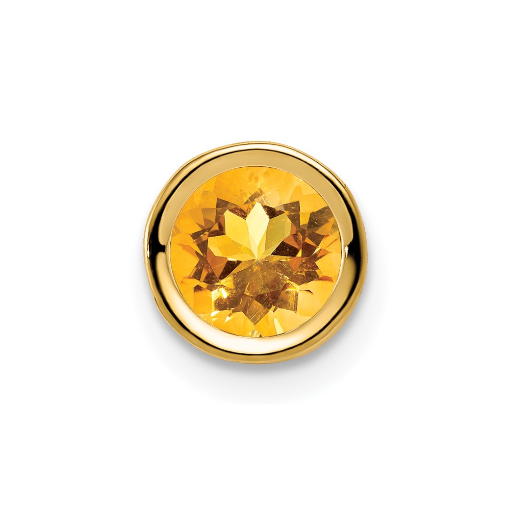 14K 6mm Round Citrine Bezel Chain Slide