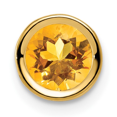 14K 6mm Yellow Gold Round Citrine Bezel Chain Slide
