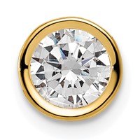 14K 6mm Yellow Gold Round Cubic Zirconia Bezel Chain Slide view 1