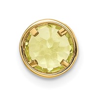 14K 6mm Yellow Gold Round Peridot Bezel Chain Slide view 3
