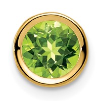 14K 6mm Yellow Gold Round Peridot Bezel Chain Slide view 1