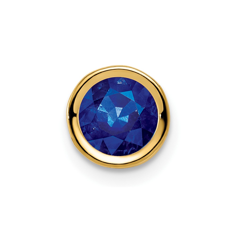 14K 6mm Yellow Gold Sapphire Bezel Pendant
