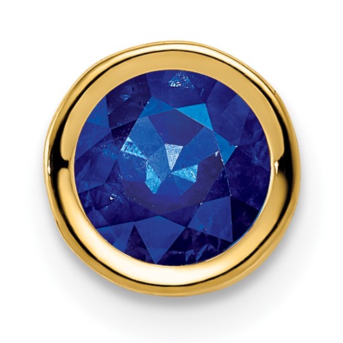 14K 6mm Yellow Gold Sapphire Bezel Pendant