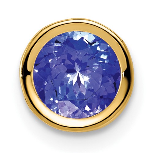14K Yellow Gold Bezel-set 6mm Tanzanite Chain Slide