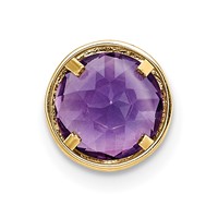 14K 7mm Yellow Gold Round Amethyst Bezel Chain Slide view 3