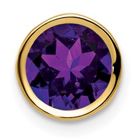 14K 7mm Yellow Gold Round Amethyst Bezel Chain Slide view 1