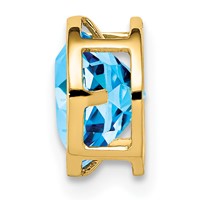 14K 7mm Yellow Gold Round Blue Topaz Bezel Chain Slide view 2