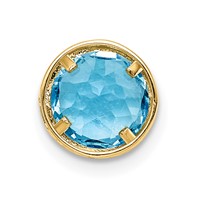 14K 7mm Yellow Gold Round Blue Topaz Bezel Chain Slide view 3