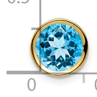 14K 7mm Yellow Gold Round Blue Topaz Bezel Chain Slide view 4