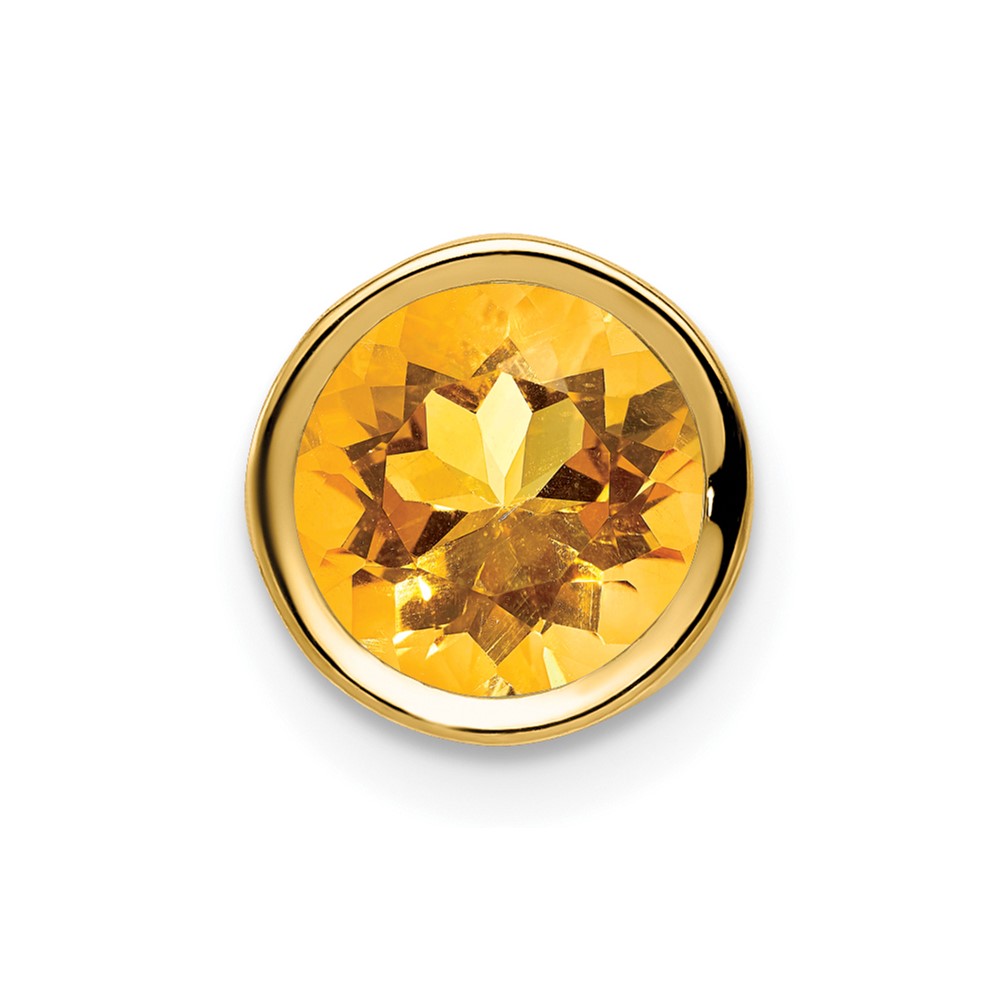 14K 7mm Yellow Gold Round Citrine Bezel Chain Slide