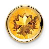 14K 7mm Yellow Gold Round Citrine Bezel Chain Slide view 1