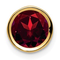 14K 7mm Yellow Gold Round Garnet Bezel Chain Slide view 1