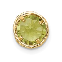 14K 7mm Yellow Gold Round Peridot Bezel Chain Slide view 3